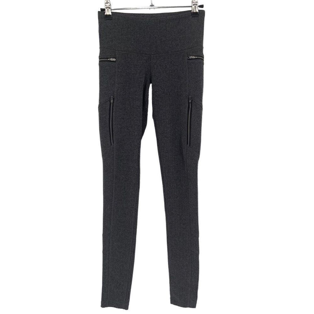 Athleta Sly Drifter‎ Leggings Zip Pockets Herringbone Gray Size XS